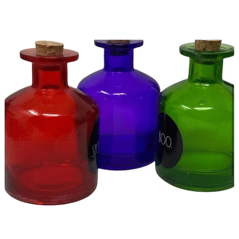 Rae Dunn Potion Bottles‎ Set NWT Witches Magic Spooky Red Green Trick Treat Boo
